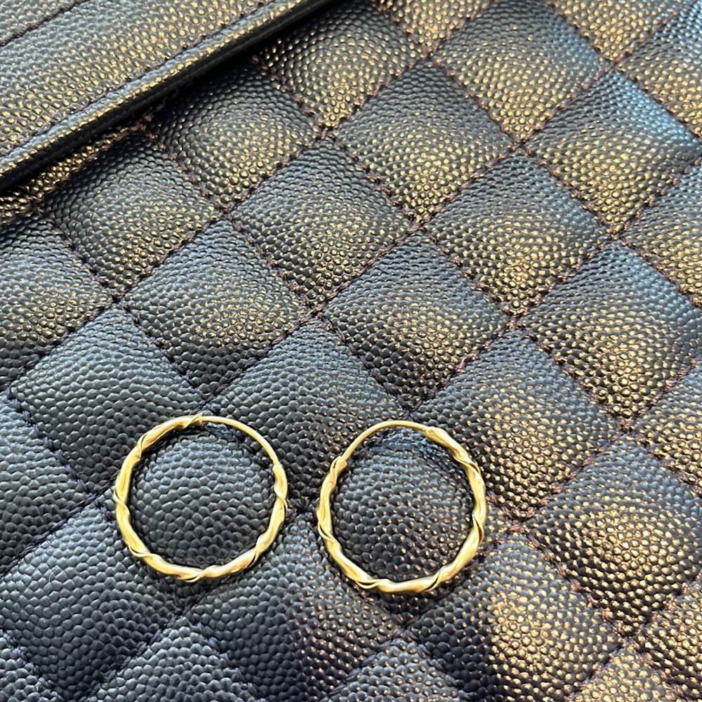 Italy  18 karat gold, solid, Hope Earrings 2 gram - Picture 3 of 7